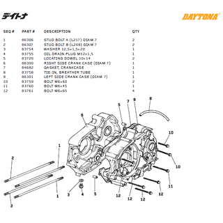 Daytona Motorblock delar DT150, T-Rex