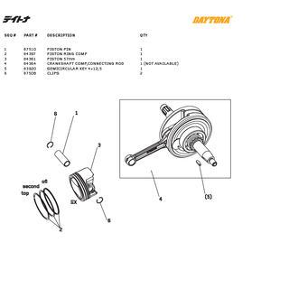 Daytona Kolv & vevaxel delar DT150, T-Rex